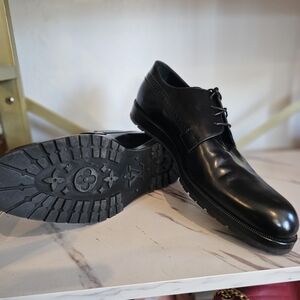 Louis Vuitton Black Leather Derby Dress Shoes